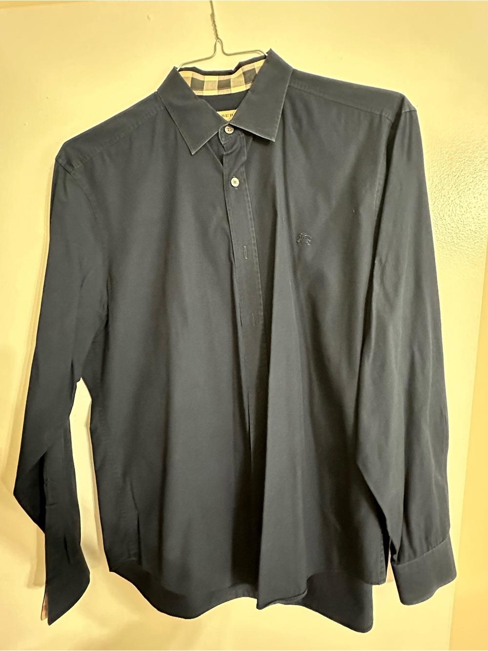 Burberry Men's Dark Navy Long-Sleeve Dress Shirt